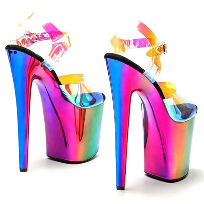 Leecabe 20cm/ 8inches TPU upper  fashion sexy  platform high heel   sandals stripper heel  pole dance shoes