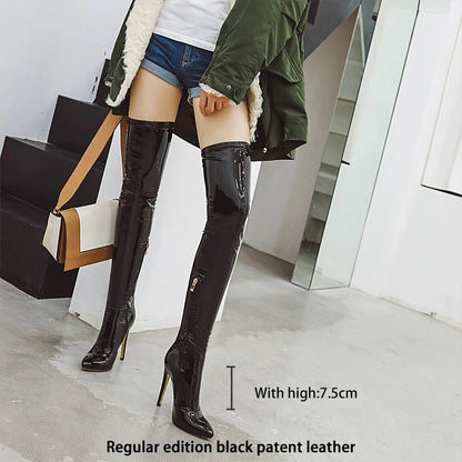 Ods  Sexy Black Over The Knee Boots For Women Side Zip Thigh High Boots Female Shoes Botas Mujer Invierno Female Colors Big43 45