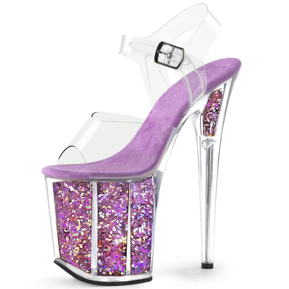 Summer Crystal PVC Women's Shoes Steel Pipe Dance Sandals 20CM Thin High Heels Stiletto Plus Size Sequins Platforms Pumps