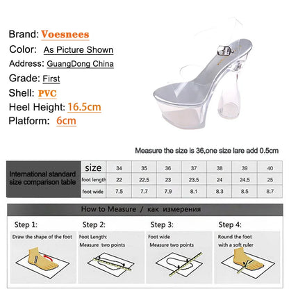 Fashion PVC Women Transparent Platform Sandals High Heels Party Car Models Daily Work Pumps 16.5CM Nightclub Pole Dancing Shoes