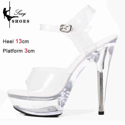 Girls Shoe for Party Club Platforms Clear Super High Heels Sandals 12cm 13cm 15CM Stiletto Sexy Pole Dance Stripper Women Shoes