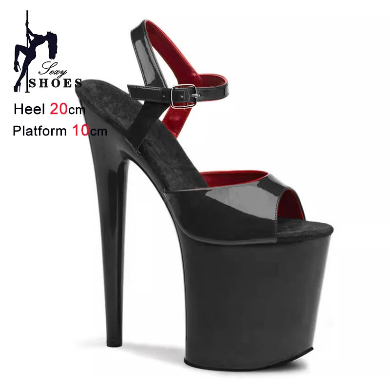High-Heeled Pole Dance Shoes Platform High Heel Sandals For Woman Summer Ankle Strap 20CM Stiletto Nightclub Model Stage Shoes