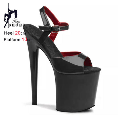 High-Heeled Pole Dance Shoes Platform High Heel Sandals For Woman Summer Ankle Strap 20CM Stiletto Nightclub Model Stage Shoes