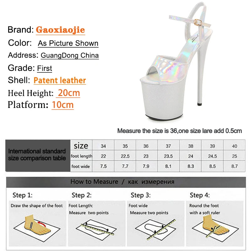 Women Shoes Heel Sexy Super High Pole Dance Party High Heels Sandals Platform Wedding Pumps Peep Toe Stripper Heels Silver