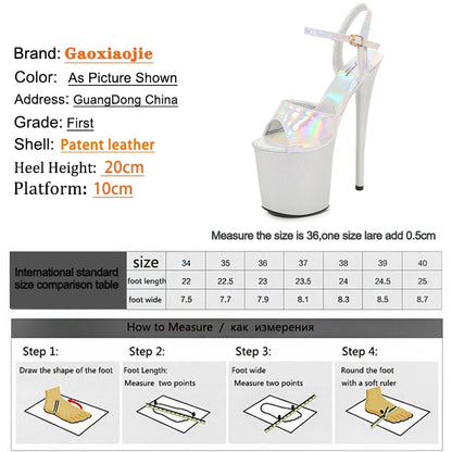 Women Shoes Heel Sexy Super High Pole Dance Party High Heels Sandals Platform Wedding Pumps Peep Toe Stripper Heels Silver