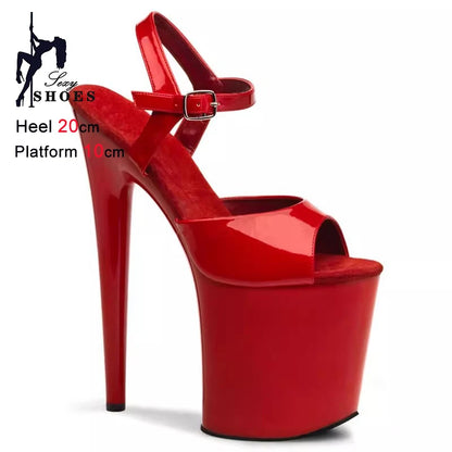 High-Heeled Pole Dance Shoes Platform High Heel Sandals For Woman Summer Ankle Strap 20CM Stiletto Nightclub Model Stage Shoes