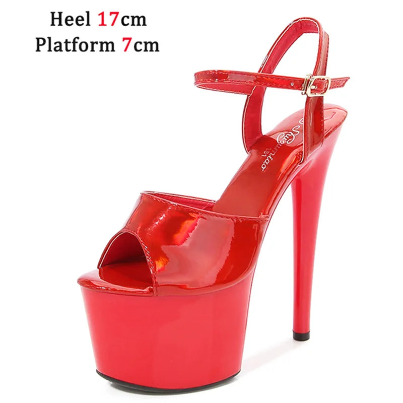 Women Shoes Heel Sexy Super High Pole Dance Party High Heels Sandals Platform Wedding Pumps Peep Toe Stripper Heels Silver