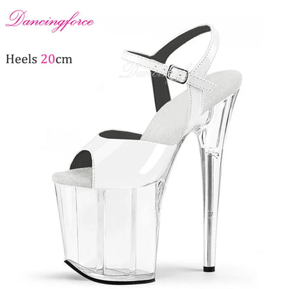 20CM  New Fashion Platform High Heel Sandals For Woman Summer Ankle StrapStiletto Nightclub Model Stage Shoes