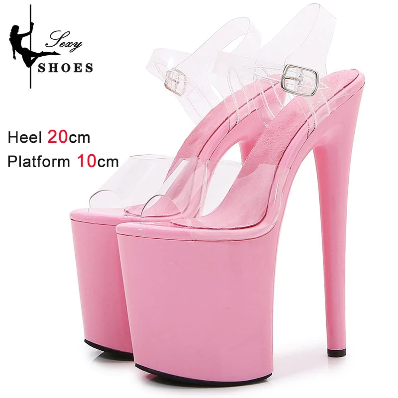 Crystal Rransparent High Stripper Heeled Platform Sandals Bride Gothic 8Inches Nightclub Pole Dance Shoes Peep Toe Zapatos Mujer