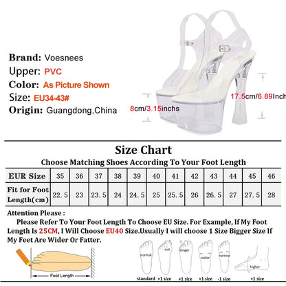 Glowing Sandals For Women 17.5CM Clear Heels Light Up Luminous Platform Stripper Pole Dance Shoes Summer Transparent PVC Shoes