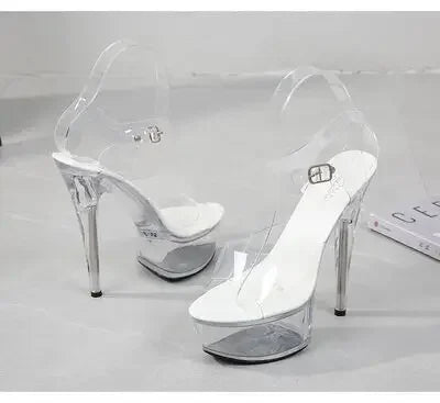 Girls Shoe for Party Club Stripper Heels Women Shoes 2022 Platforms High Heels Sandals Clear Sexy Pole Dance 15cm High Plus Size