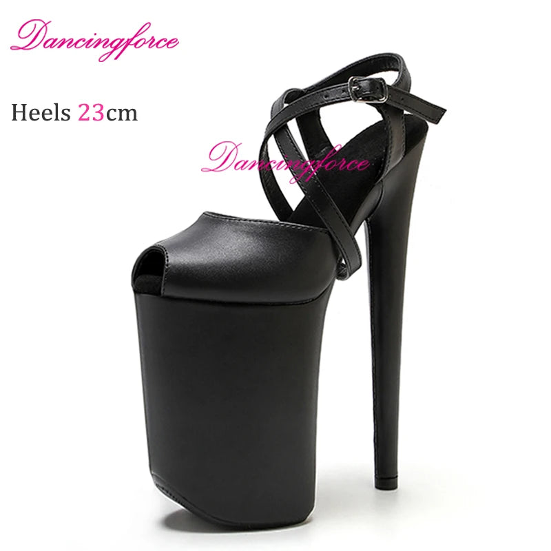 Dancingforce 9Inch/23cm Pole Dance Shoes Suede Platform Party High Heels Stripper Heel Shoes Women Modern Sandals