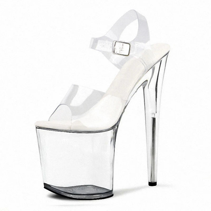 Exotic Crystal Rransparent High Stripper Heeled Platform Sandals Bride Gothic 8 Inches Nightclub Pole Dance Shoes Peep Toe Sexy