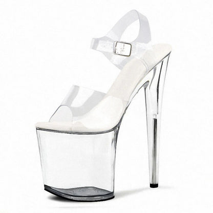 Exotic Crystal Rransparent High Stripper Heeled Platform Sandals Bride Gothic 8 Inches Nightclub Pole Dance Shoes Peep Toe Sexy