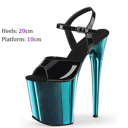 Sexy Fetish 8Inches Dress Platform Sandals Peep Toe Pole Dance Shoes 20cm Women Stripper Models Show Nightclub Exotic Bride Shoe