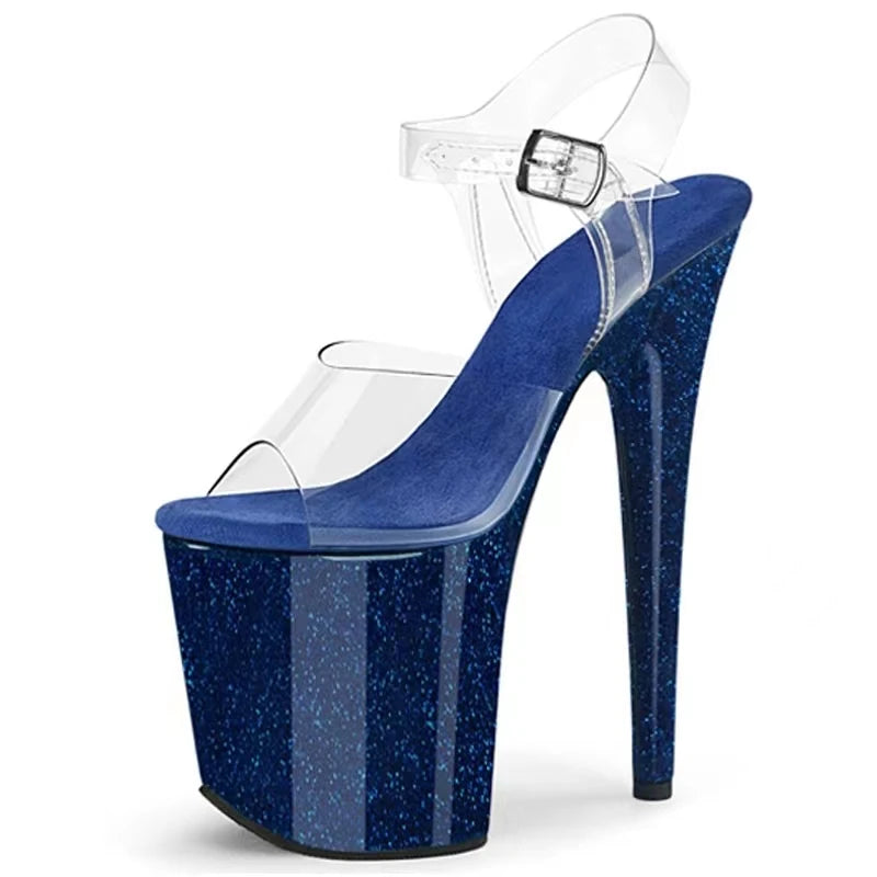 IDEAL MA Catwalk High Heels, 20cm Stage Night Club Sandal, Shining Performance Pole Dancing Shoes