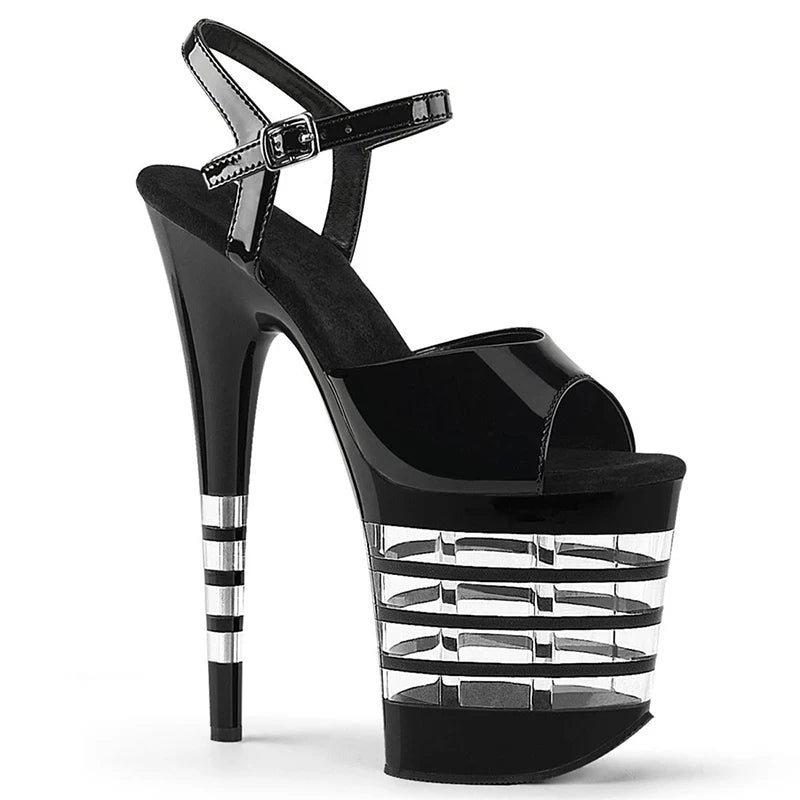 New Rivet Roman Stripping Shoes 8 Inch Heels 20CM Open Toe Platform Exotic Punk Pole Dance Shoes Women Sandals Nightclub banquet