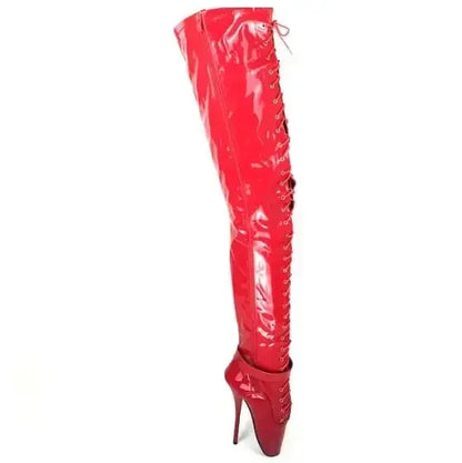 18CM/7 Inch Women Thigh High Ballet Boots,Sexy Pole Dancing Shoes,Men Cosplay Fetish Corset Dominatrix,Black,White,Silver,Big