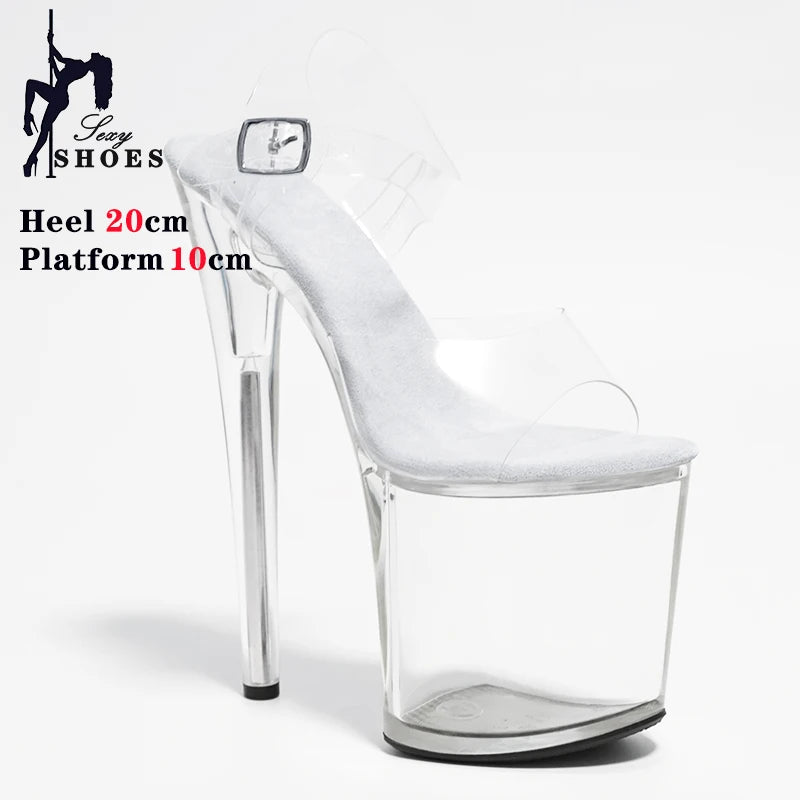 Women's Sandals with Heels Nightclub Dancing Stilettos Heels Crystal Platform Ladies Pole Dancing T-show Model Stripper Shoes