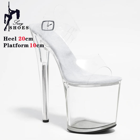 Women's Sandals with Heels Nightclub Dancing Stilettos Heels Crystal Platform Ladies Pole Dancing T-show Model Stripper Shoes
