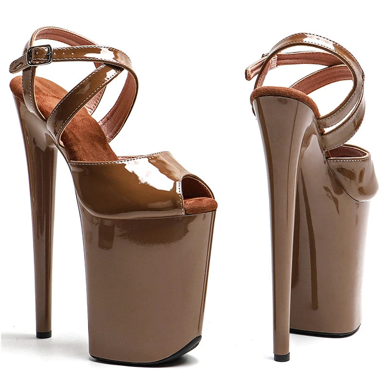Leecabe 23CM/9inches Patent PU upper  Platform Shoes Sexy Dance Shoes  High Heels Sandals Pole Dance shoes