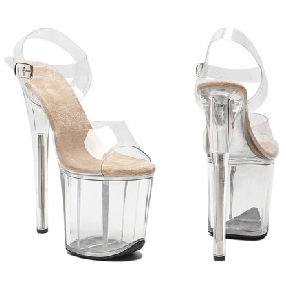 Leecabe 8Inch/20cm PVC upper Transparent  Platform   High Heels stripper heel party Sandals  Pole Dancing Shoes