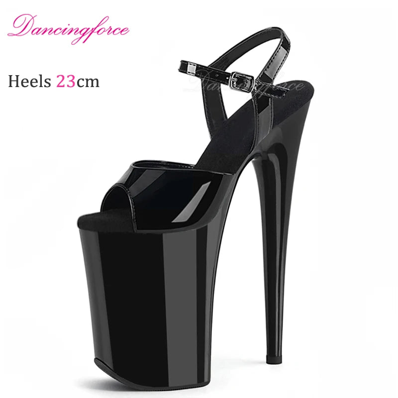 Sexy Crossdresser 23CM/9inches Ultra High Thin Heels Platform Cosplay Pole Dance Sandals Women Wedding Shoes