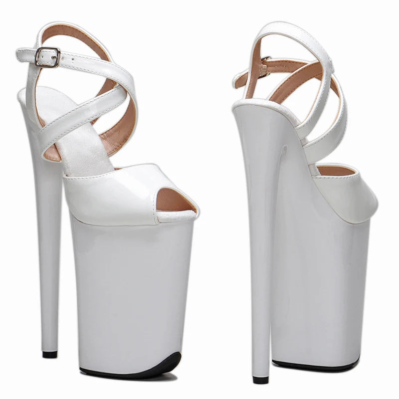 Leecabe 23CM/9inches Patent PU upper  Platform Shoes Sexy Dance Shoes  High Heels Sandals Pole Dance shoes