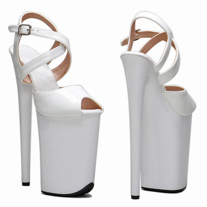 Leecabe 23CM/9inches Patent PU upper  Platform Shoes Sexy Dance Shoes  High Heels Sandals Pole Dance shoes