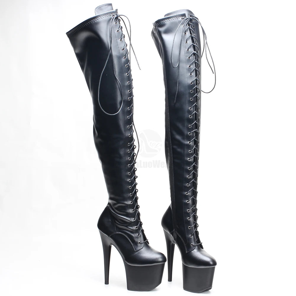 7''High Heel Stiletto Platform Thigh High Boots Exotic Pole Dance Heels Over Knee Boots