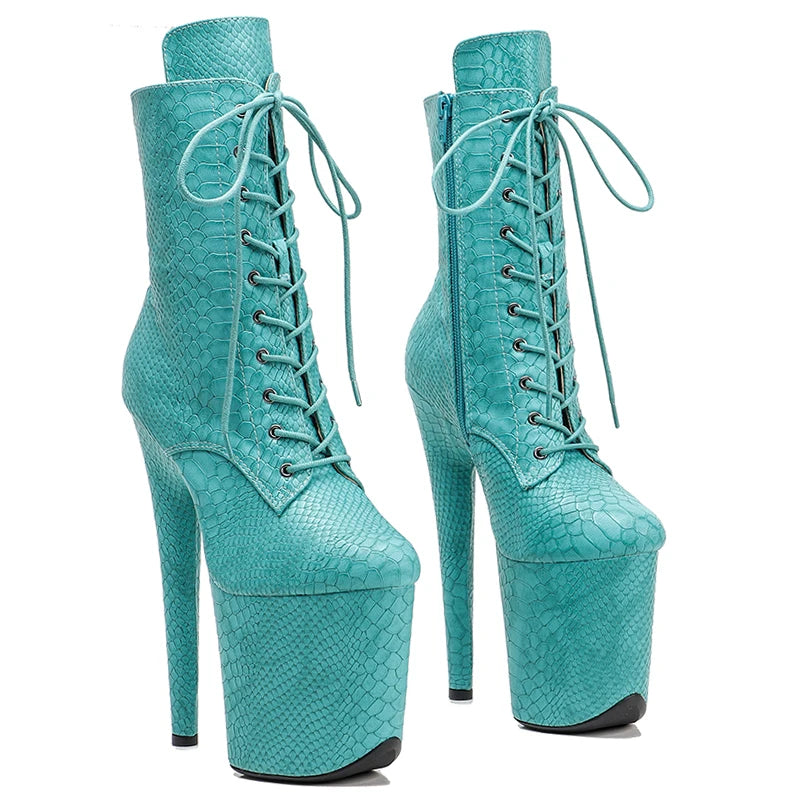 Leecabe Snake PU 20CM/8inches Pole dancing shoes High Heel platform Boots Closed toe Pole Dance boots