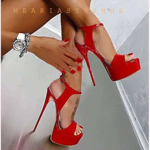 Sexy Peep Toe Party Club Strip Pole Dance Ultra 16cm High Heels Platform Pumps Fashion Stiletto Wedding Banquet Shoes Women Red