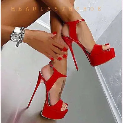 Sexy Peep Toe Party Club Strip Pole Dance Ultra 16cm High Heels Platform Pumps Fashion Stiletto Wedding Banquet Shoes Women Red