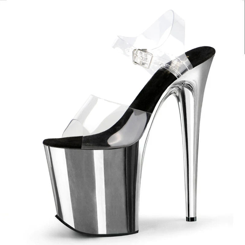 Sexy Fetish 8Inches Dress Platform Sandals Peep Toe Pole Dance Shoes 20cm Women Stripper Models Show Nightclub Exotic Bride Shoe