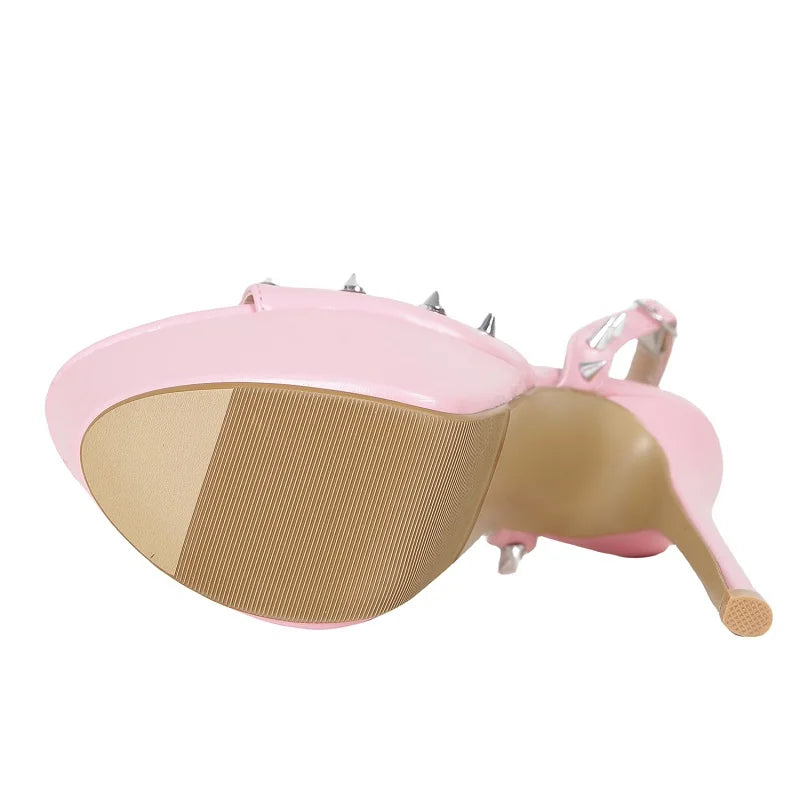 Eilyken Sexy Peep Toe Pole Dance High Heels Women Sandals Fashion Rivet Platform Open Toe Buckle Strap Party Shoes